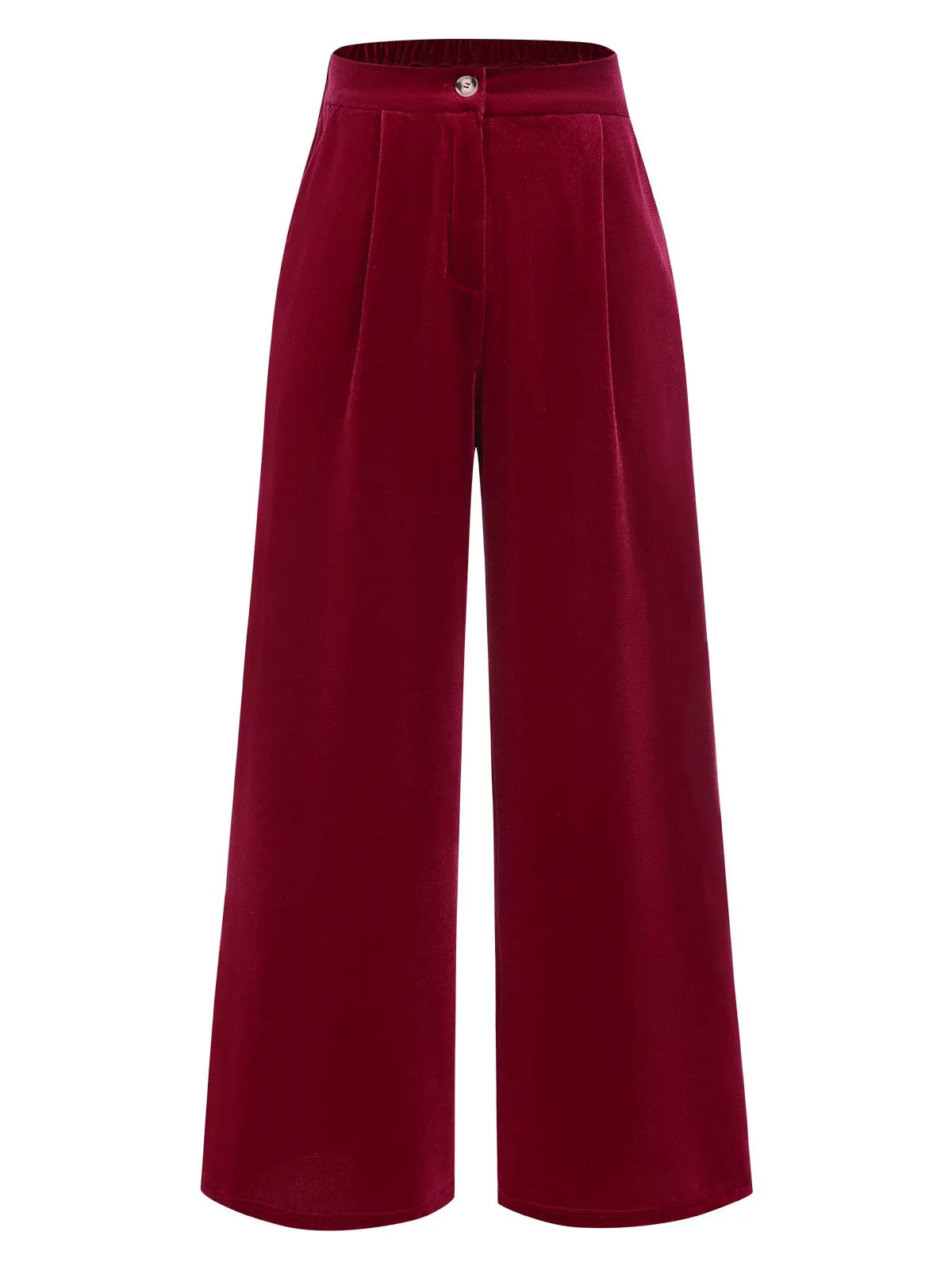 1950s Velvet High-Waist Solid Pants