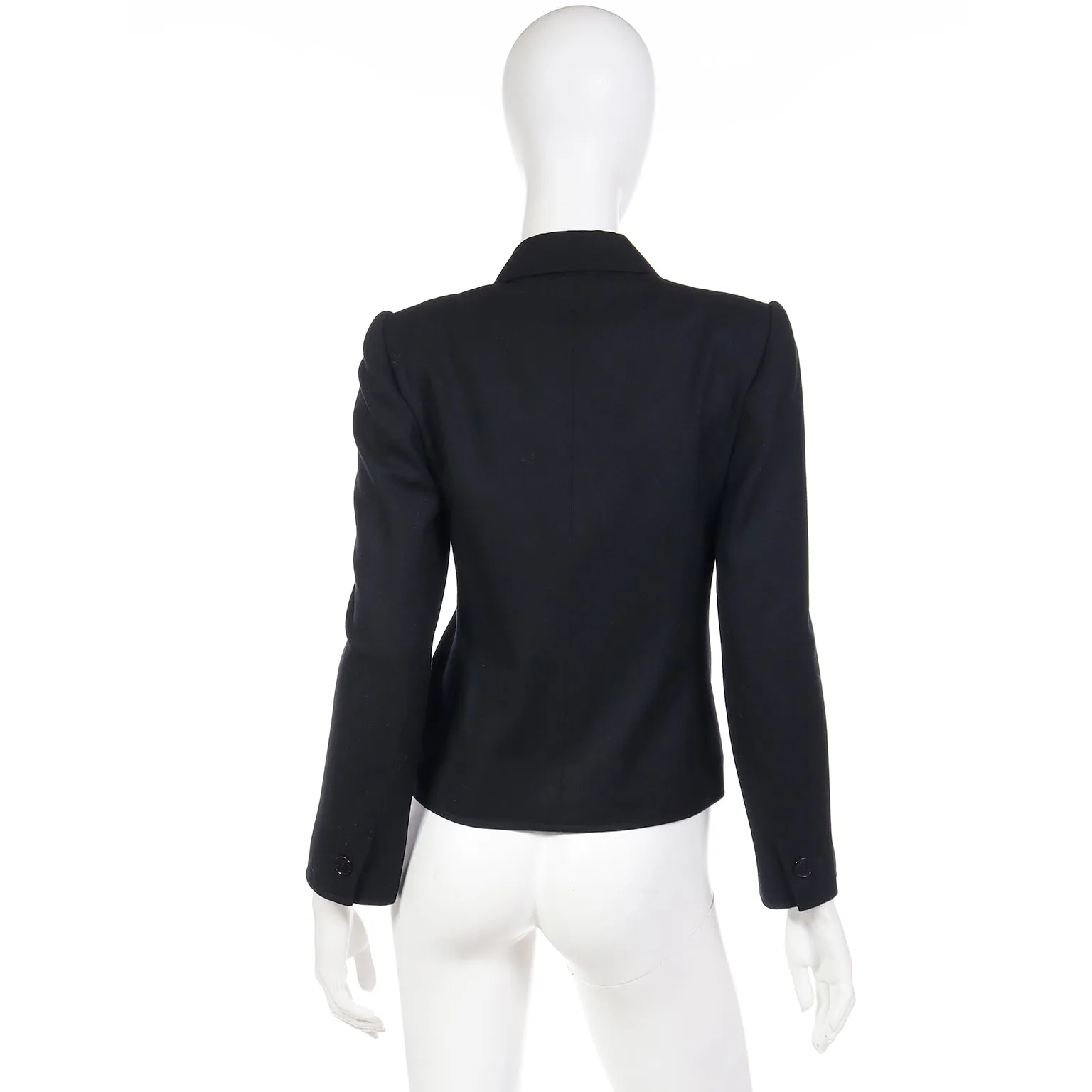 1984 Yves Saint Laurent Vintage Black Wool Cropped Jacket