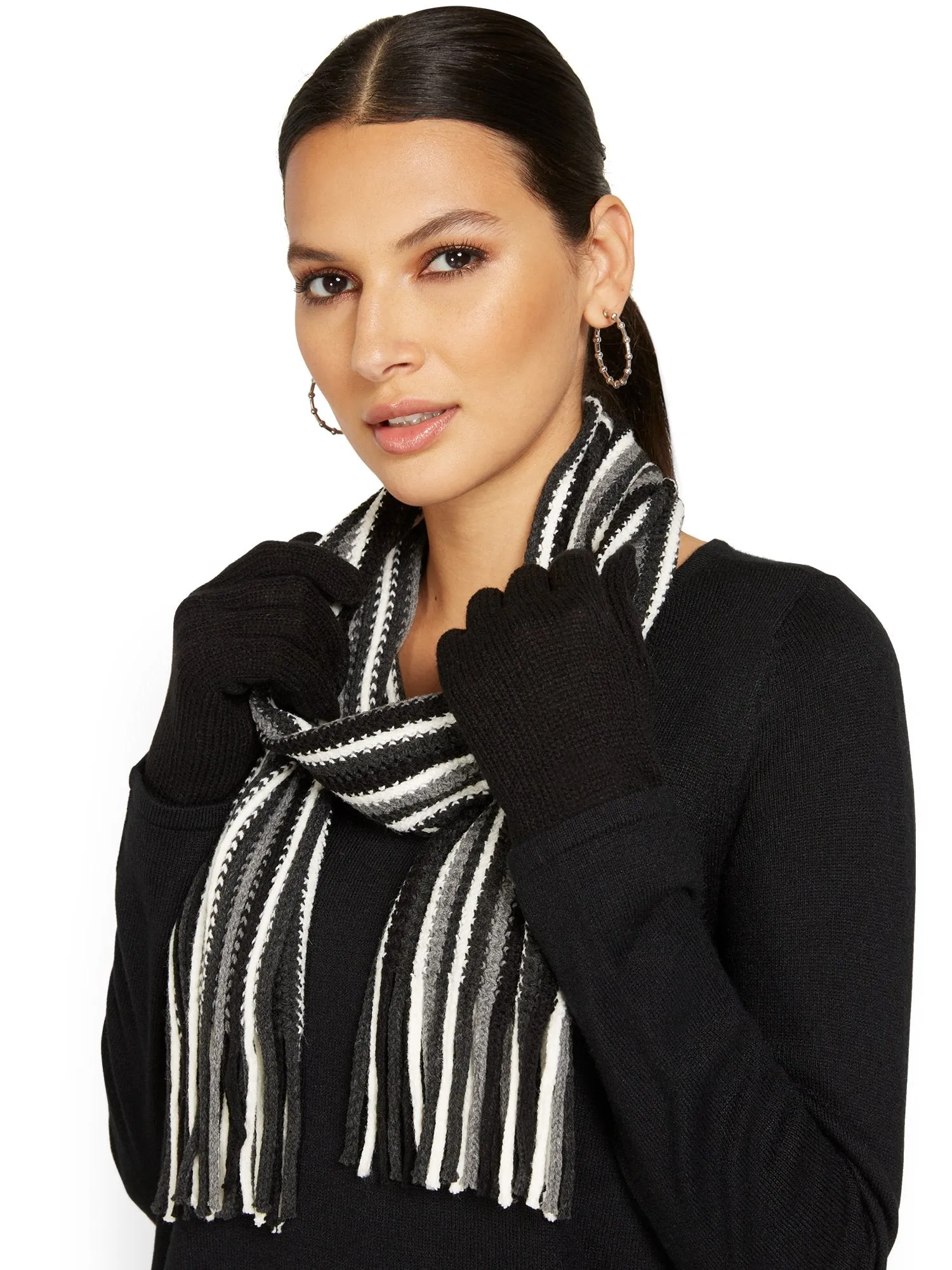 2-Piece Soft Knit Scarf & Gloves Set