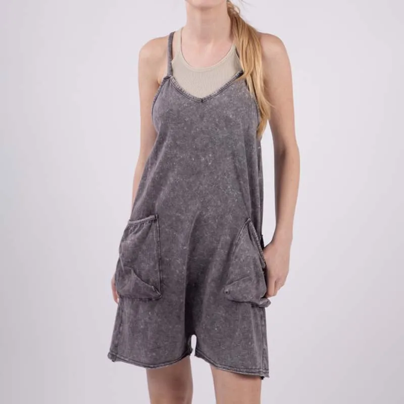 2 Pocket Garment Wash Romper