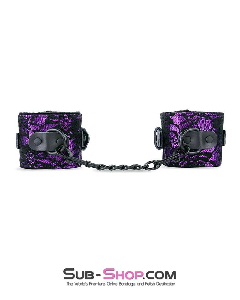 3430M      Royal Purple Fur Lined Lace Wrist Cuffs - MEGA Deal