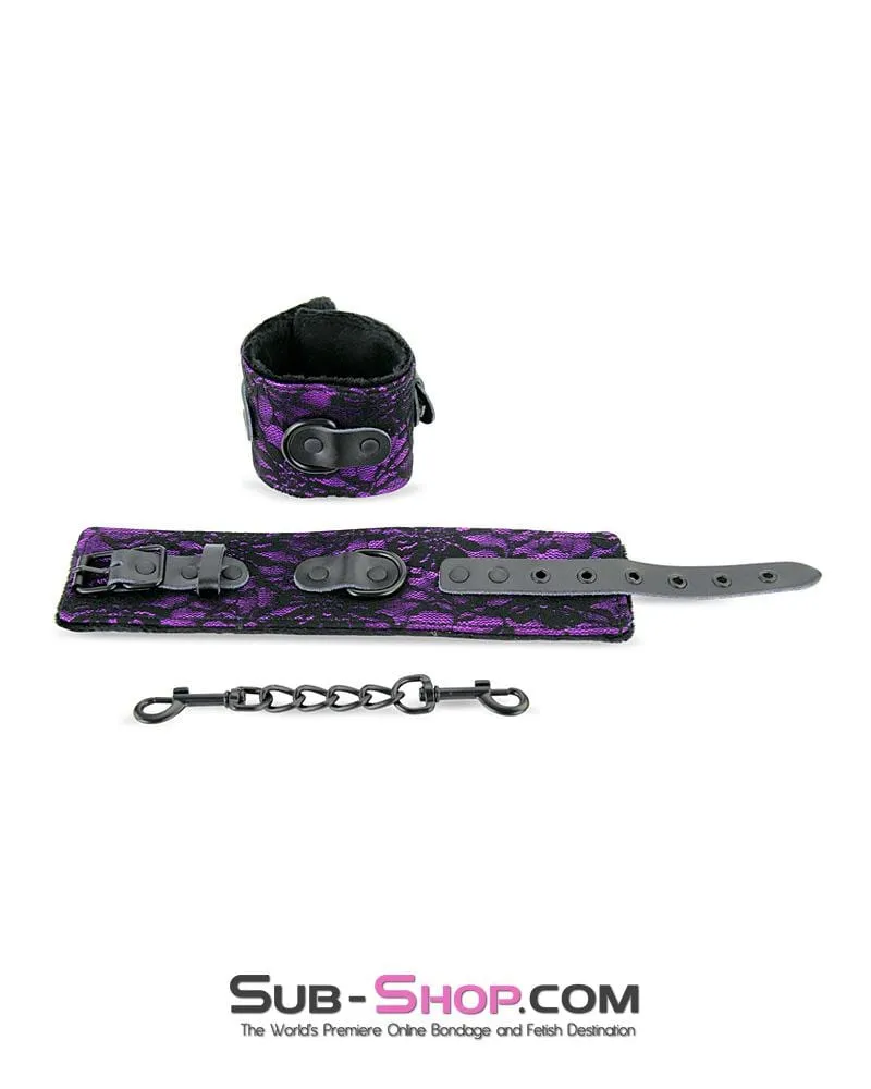 3430M      Royal Purple Fur Lined Lace Wrist Cuffs - MEGA Deal