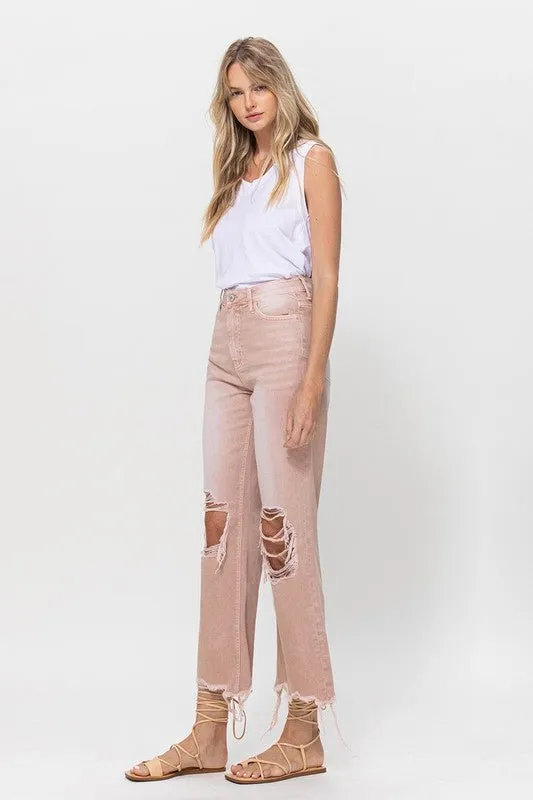 90's Vintage Blush Pink Crop Flare Jeans