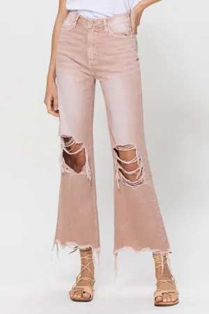 90's Vintage Blush Pink Crop Flare Jeans