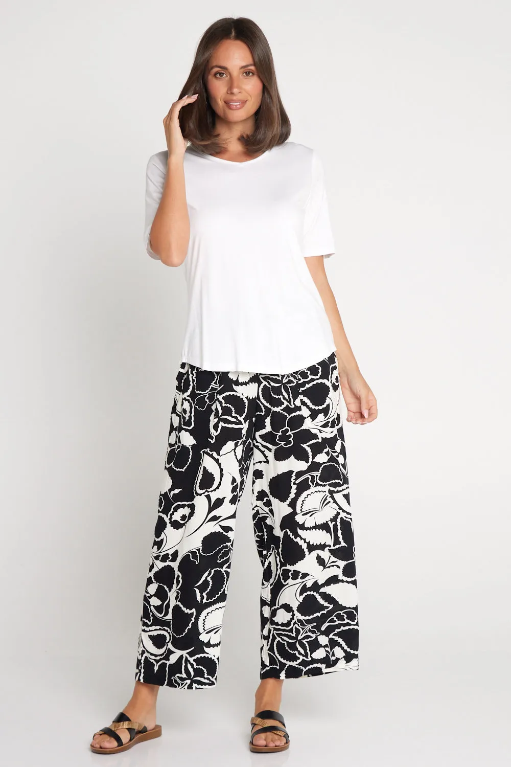 Aiko Lightweight Pants - Black/Ivory Botanical