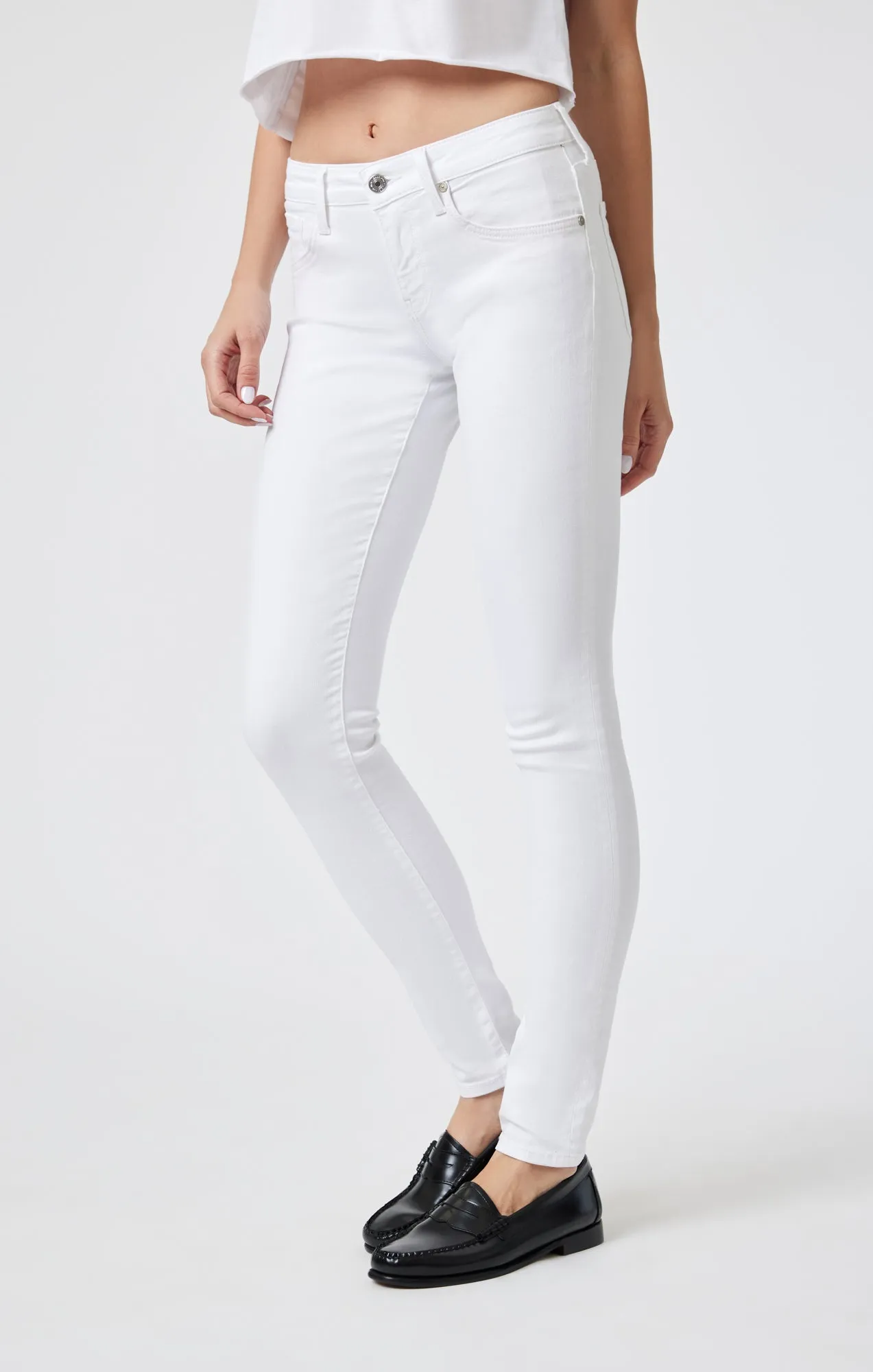 ALEXA SKINNY IN WHITE FEATHER BLUE