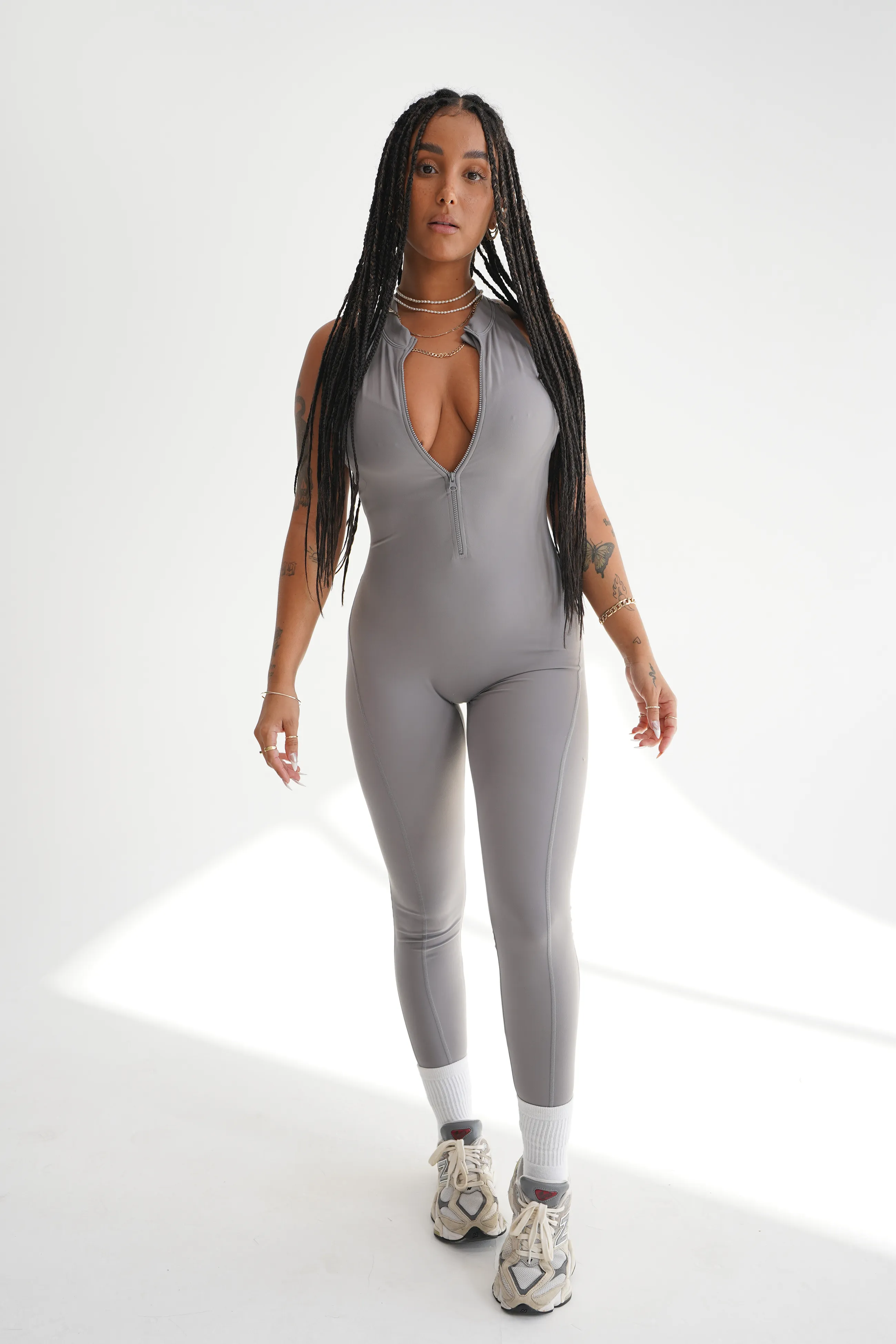 ALLURE LONG JUMPSUIT - GREY