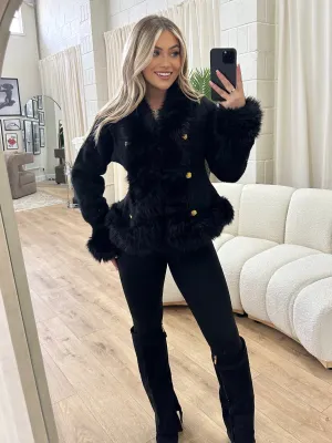 ANGELINA BLACK FAUX FUR JACKET