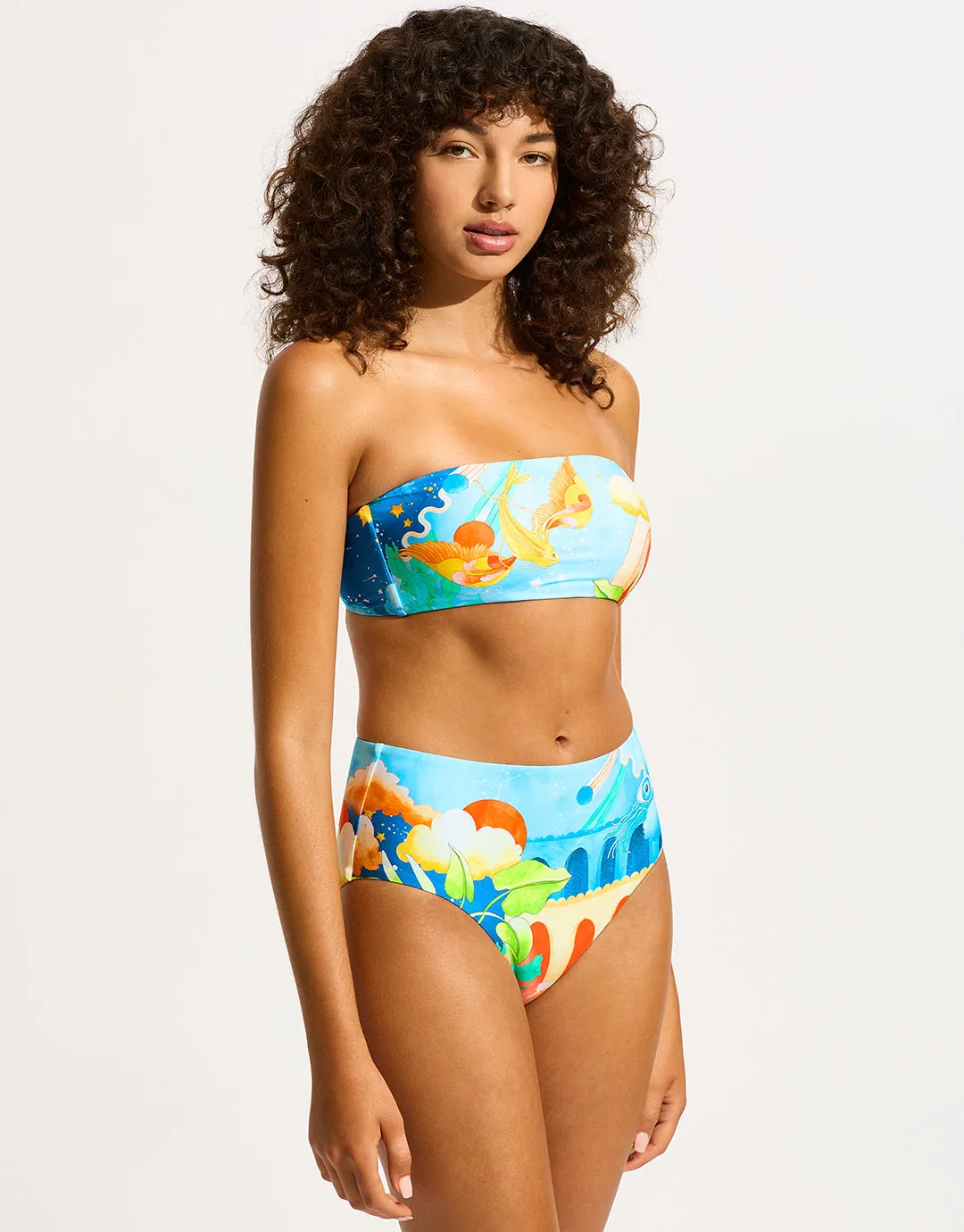 Aquarius High Waist Bikini Pant - Turquoise