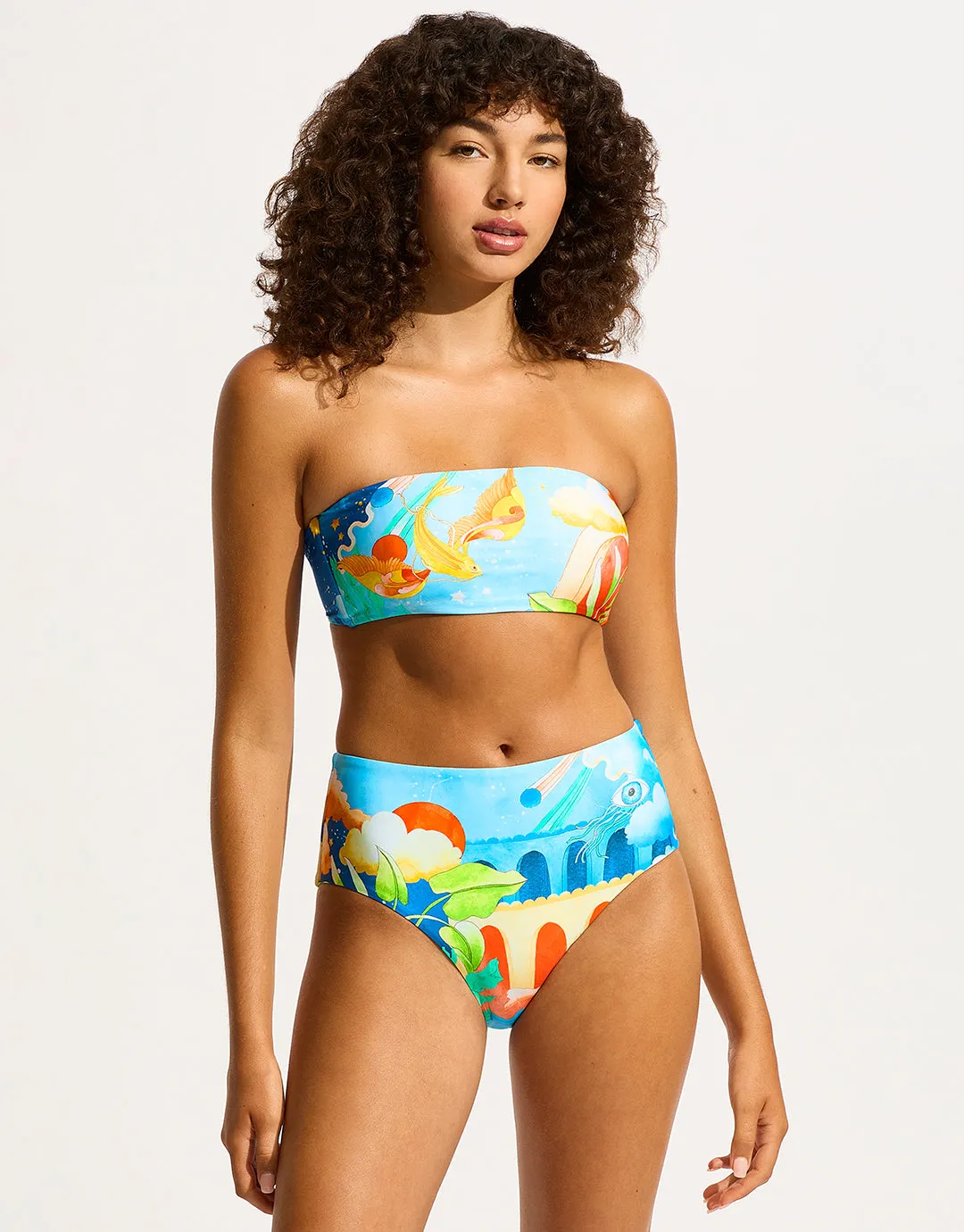 Aquarius High Waist Bikini Pant - Turquoise