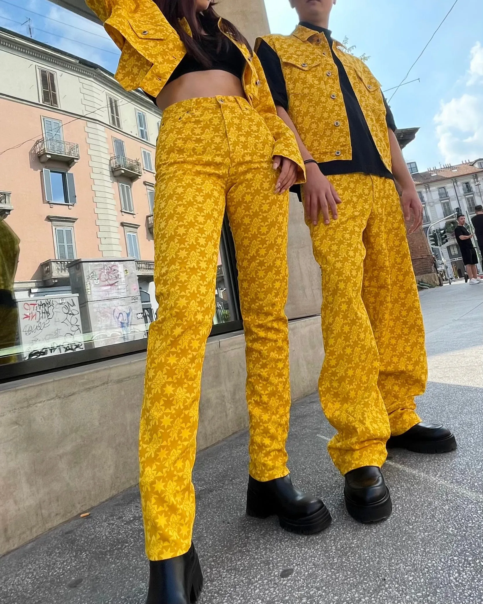 ARCHIVE YELLOW DENIM SLIM PANTS