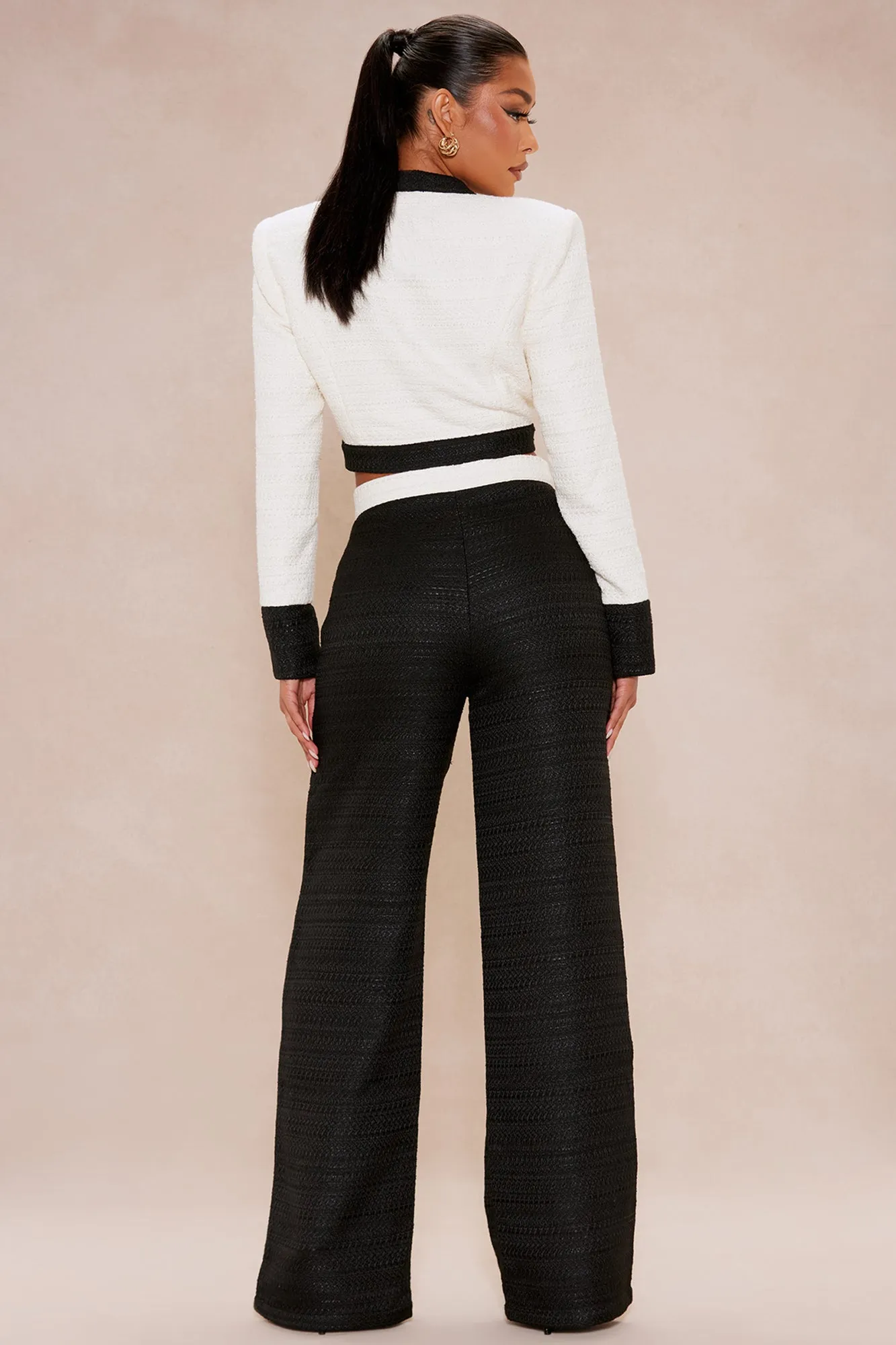 Audrey Tweed Pant Set - Black/White