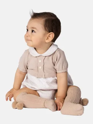 Baby Boy Leon Collection Spanish Romper-Beige