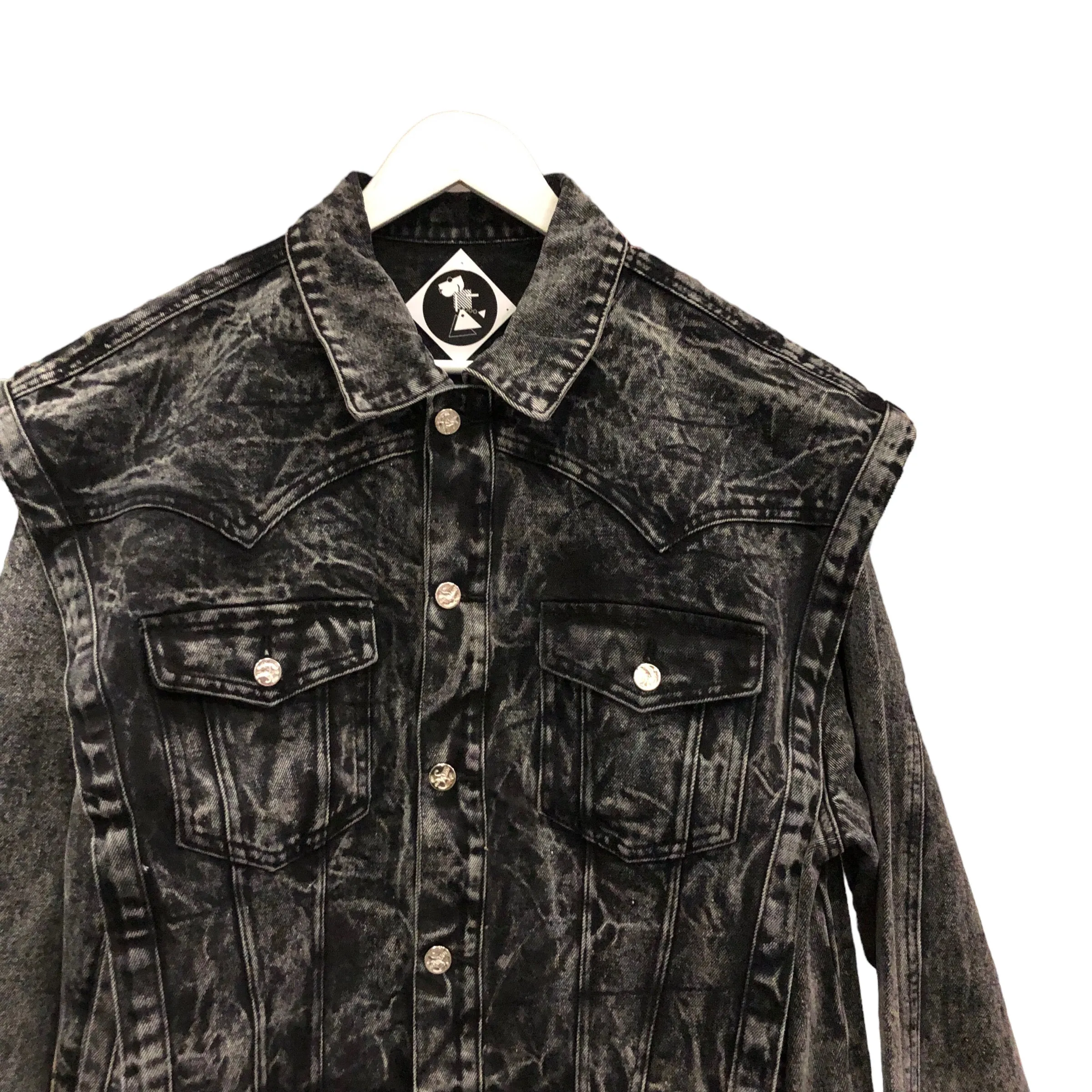 Back in Stock! Black Acid Denim Jacket Vest Set