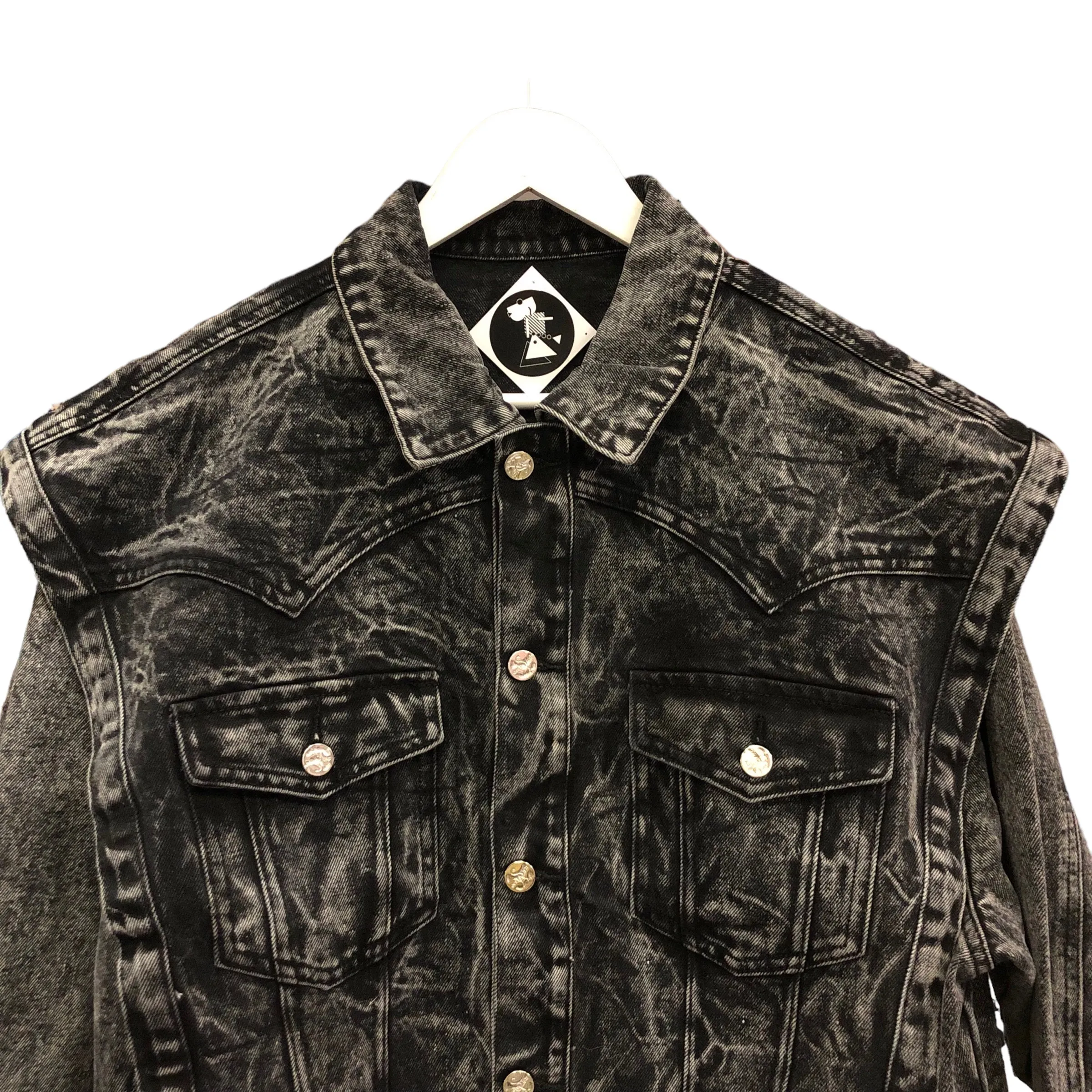 Back in Stock! Black Acid Denim Jacket Vest Set