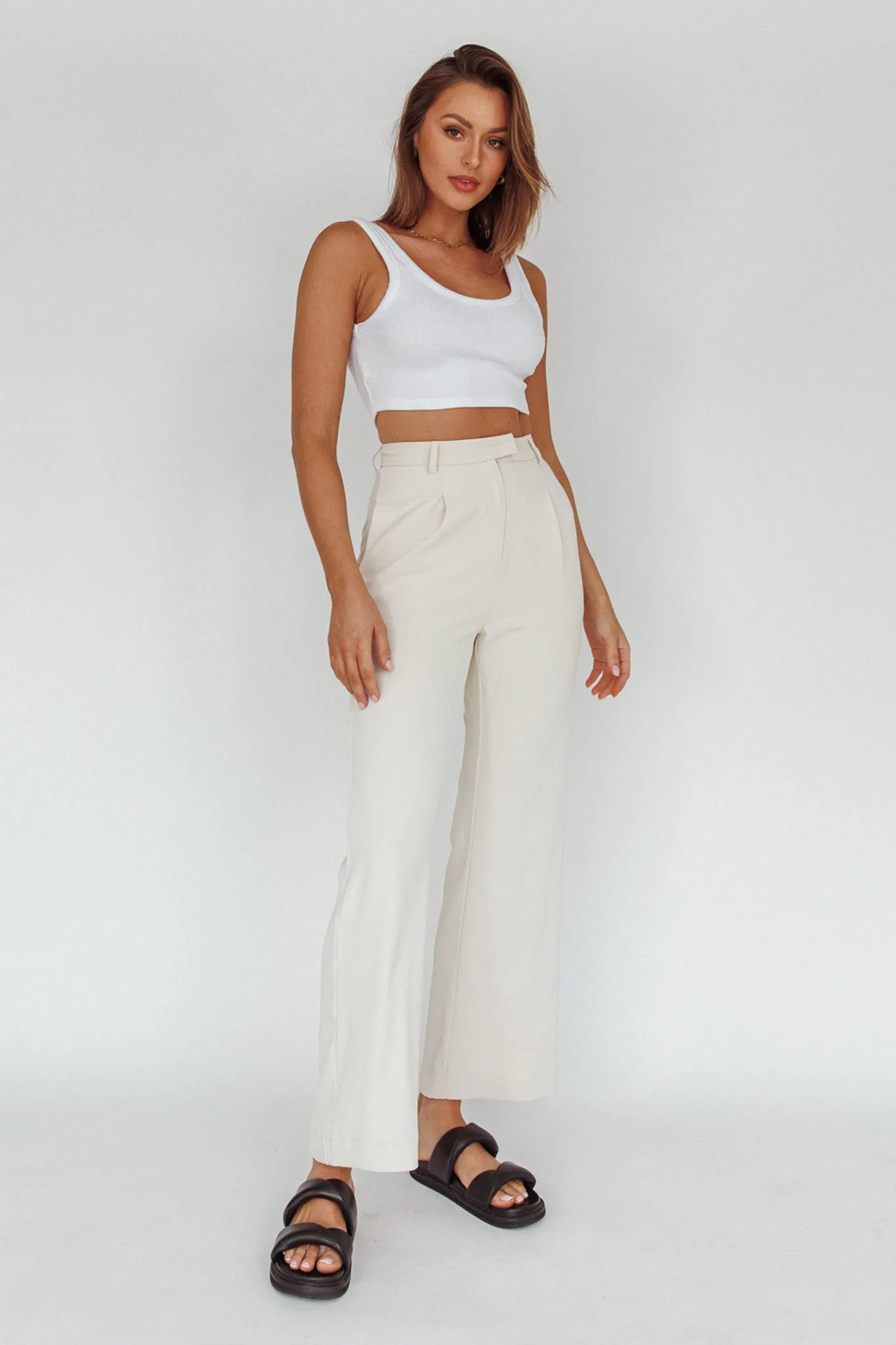 Back To Basics High Waist Pants Stone