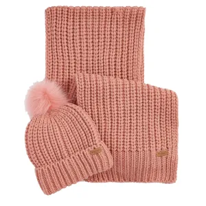 Barbour Saltburn Beanie & Scarf Gift Set Pink Rust