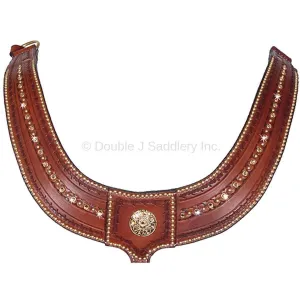 BC329 - Chestnut Leather Crystal Breast Collar