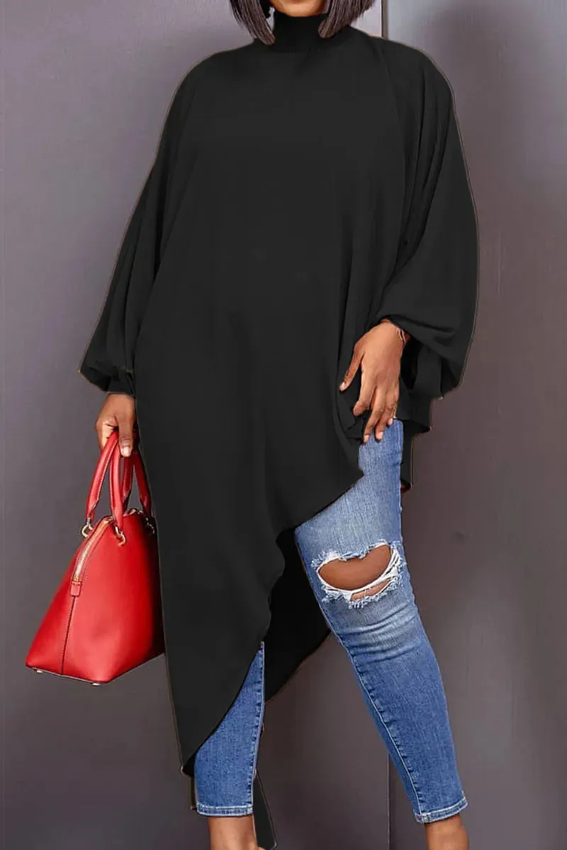 Beautiful Red Oversized Asymmetrical Tunic Top