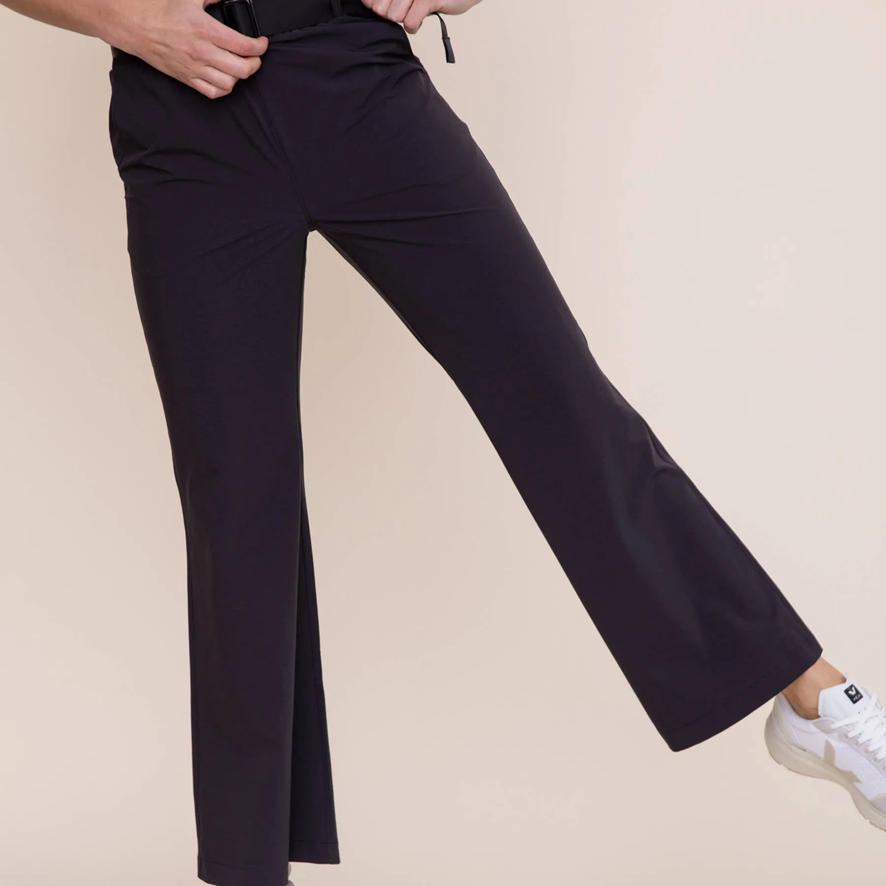 Belted High-Waist Flare Pant