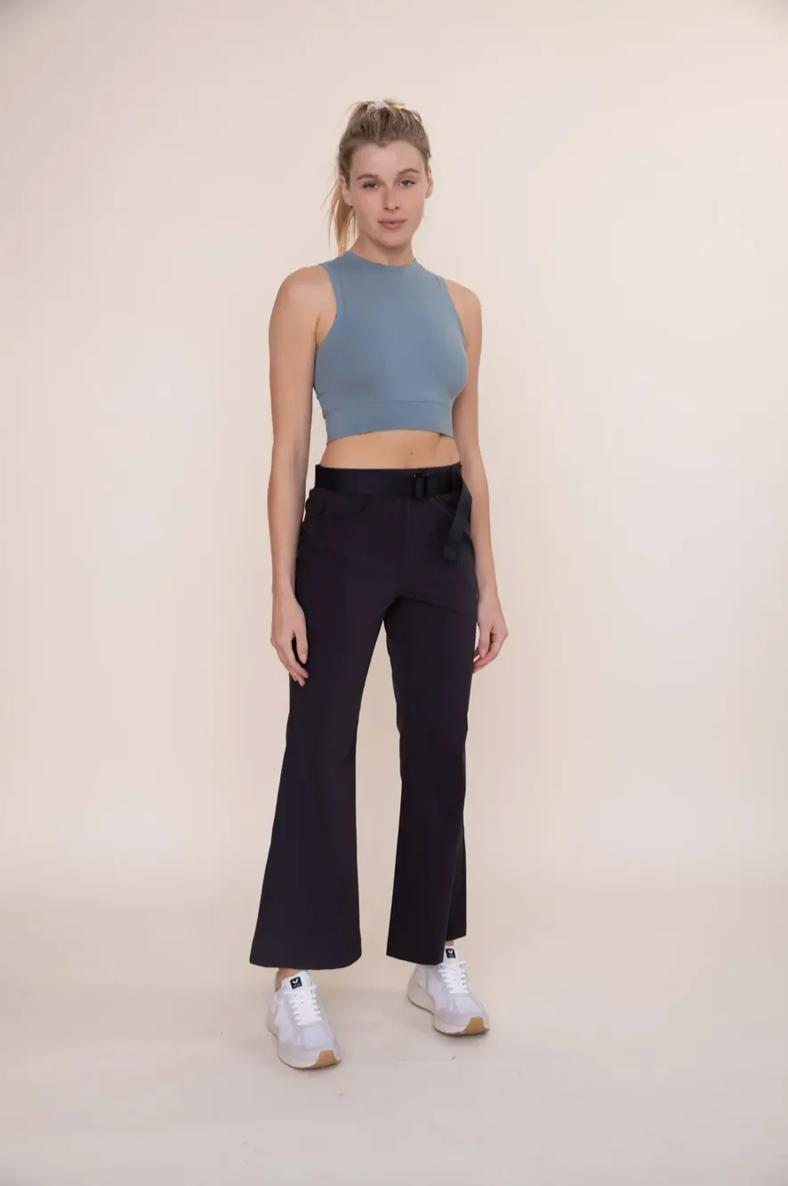 Belted High-Waist Flare Pant