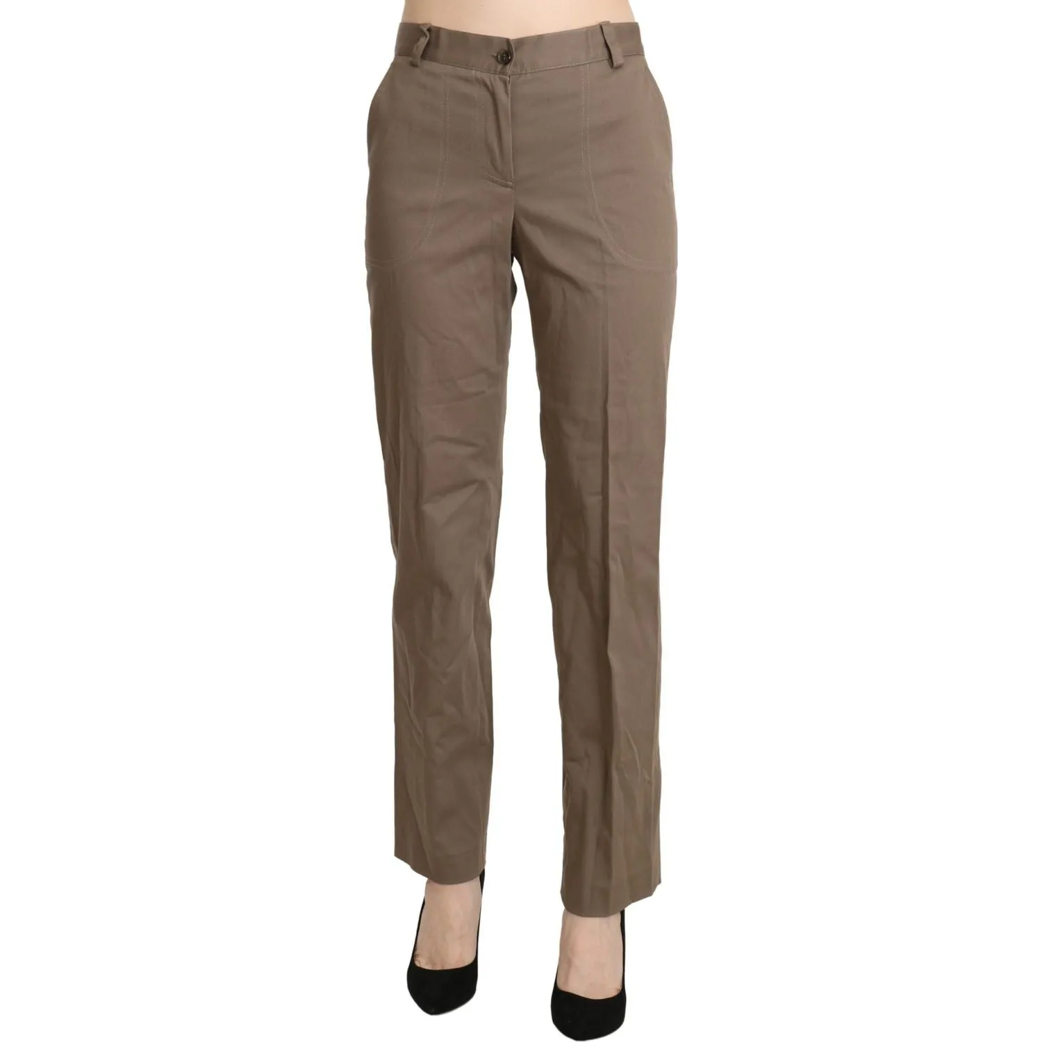 BENCIVENGA Elegant High Waist Straight Pants in Brown