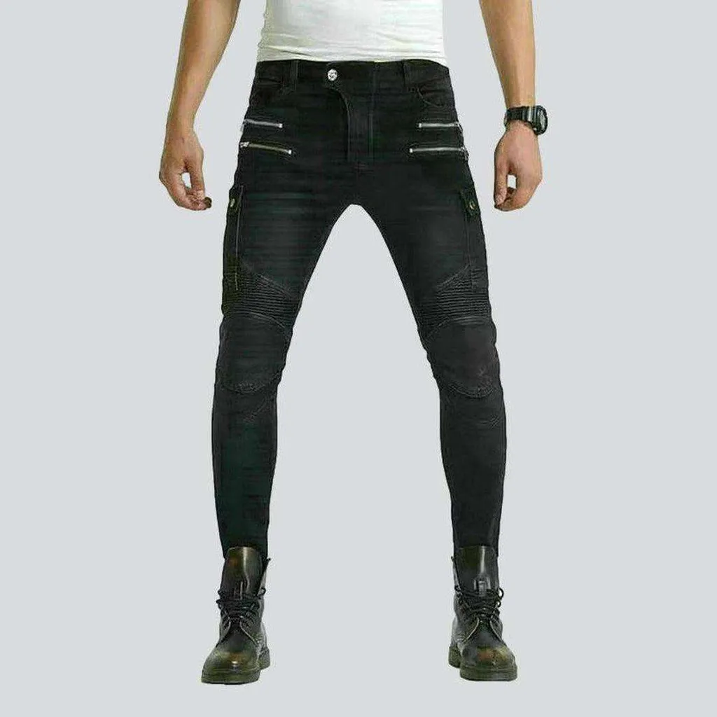 Biker cargo jeans with zippers