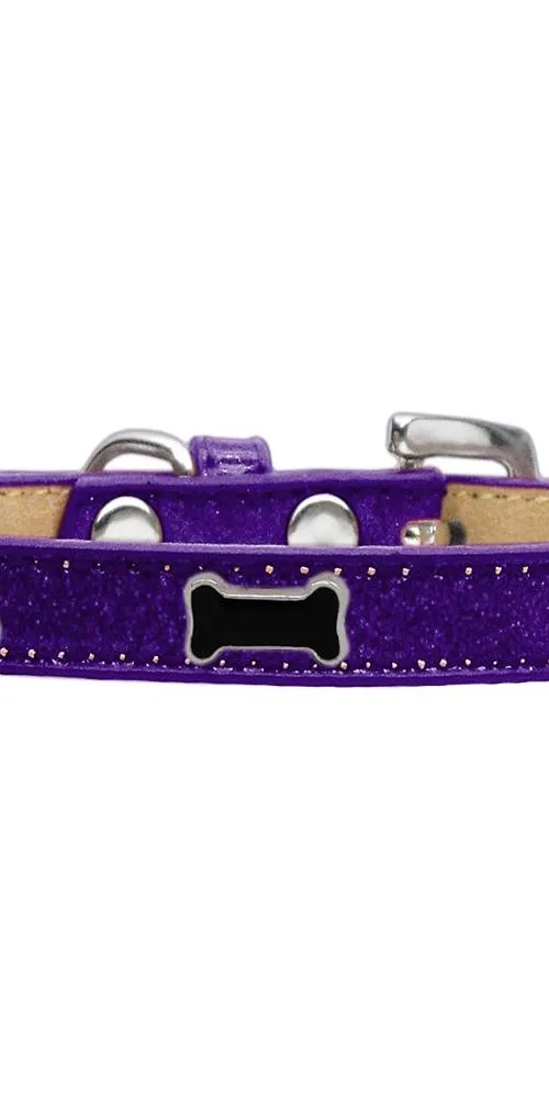 Black Bone Widget Dog Collar Purple Ice Cream Size 20