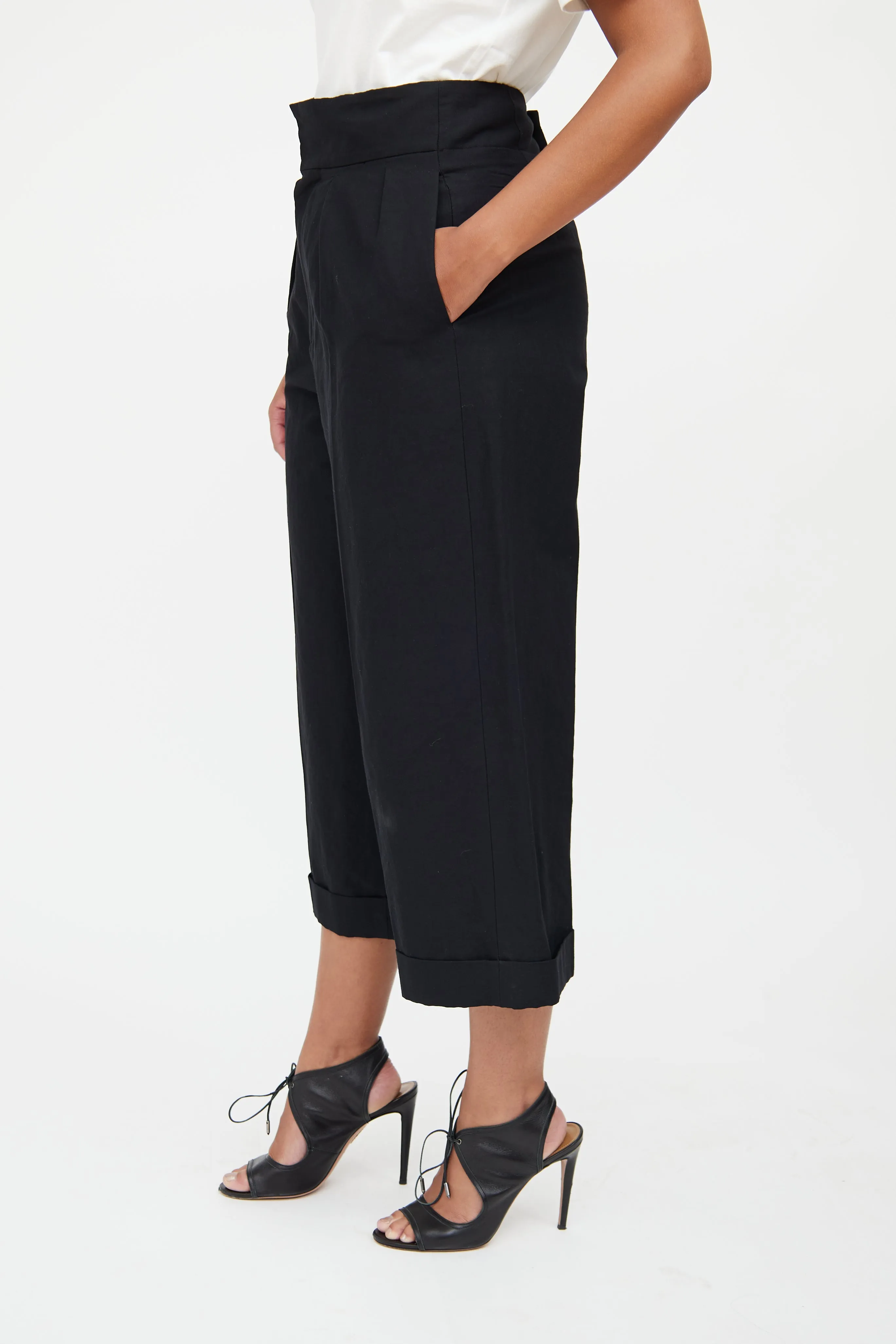 Black Pleat High Waist Pant