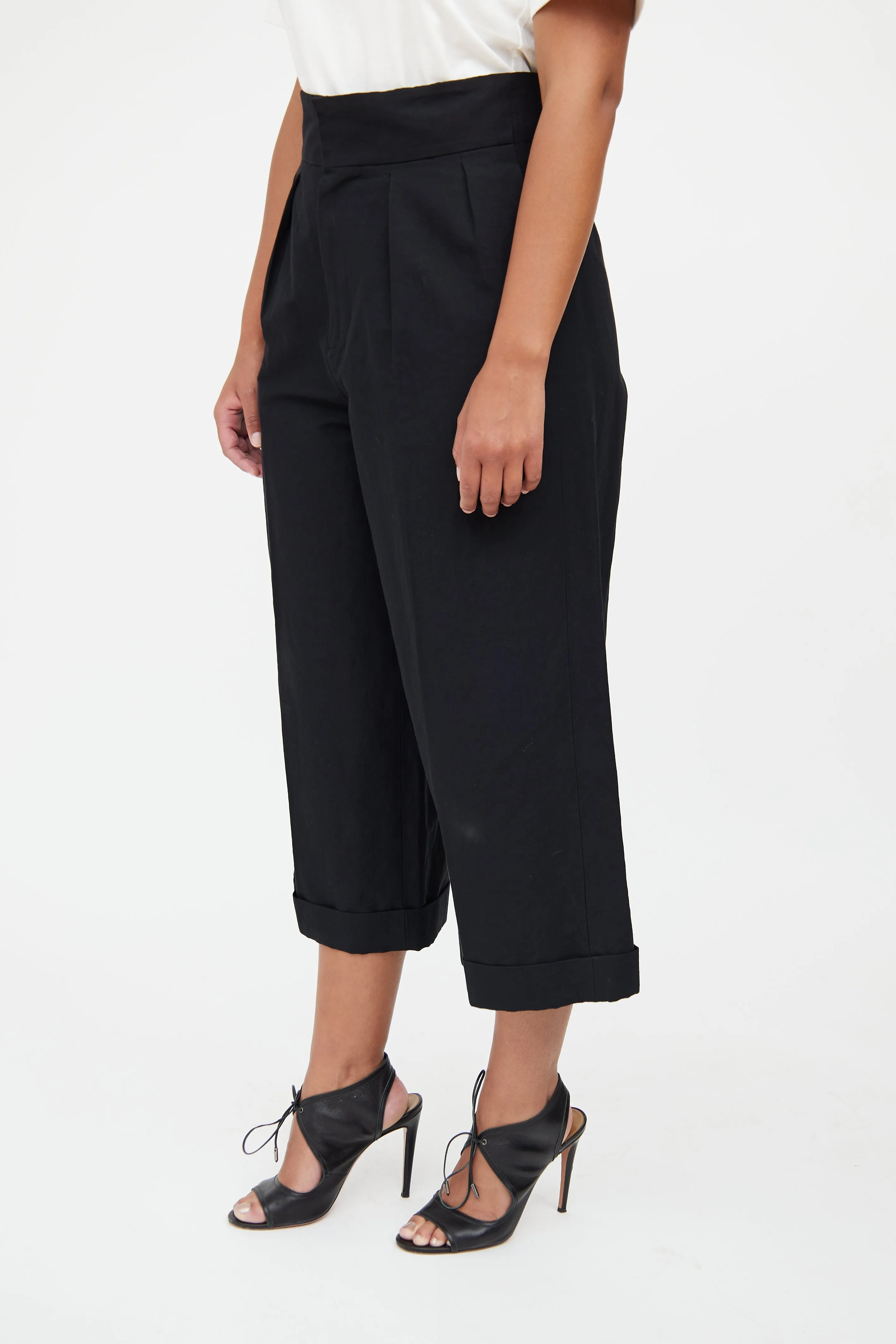 Black Pleat High Waist Pant