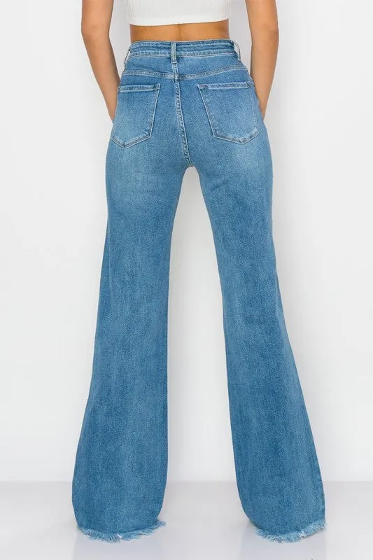 Blue High Waisted Wide Leg Jeans