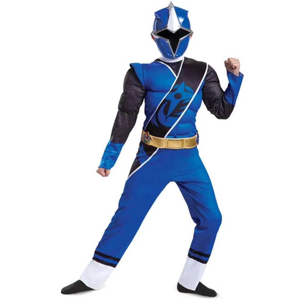 Blue Power Rangers Ninja Steel Muscle Costume (10-12) Large