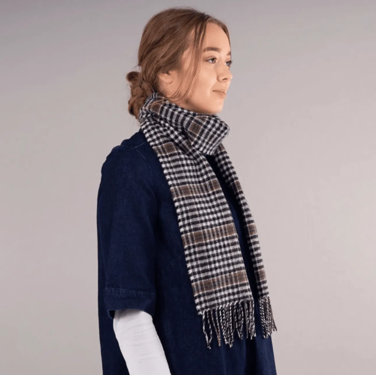 Bowhill Burns Check Lambswool Scarf | Wool Scarf