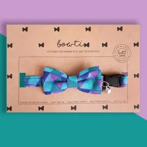 Bowtix Handmade Dog Collar With Removable Bowtie - Geometrics Amethyst