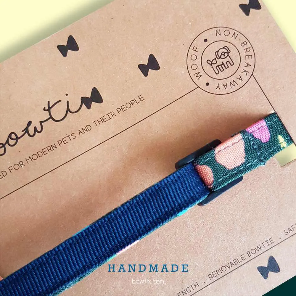 Bowtix Handmade Dog Collar With Removable Bowtie - Kukki Kukkii Meadow