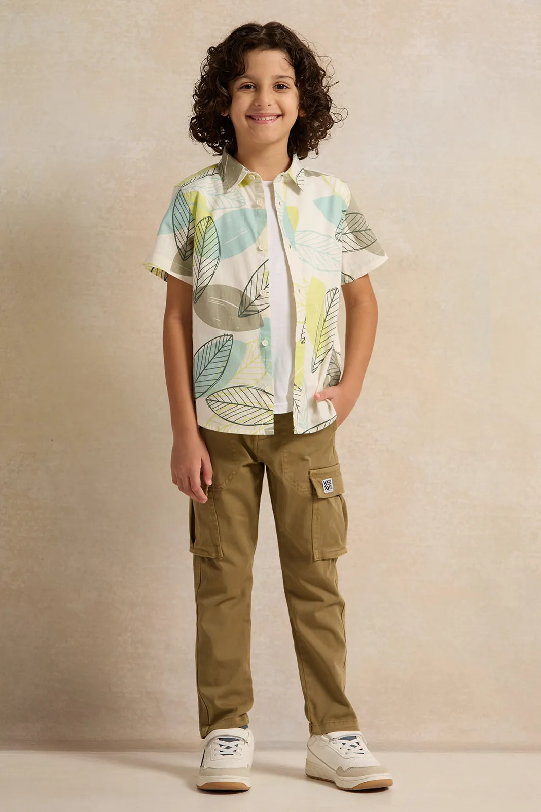 Boys Green Cargo Pocket Trouser