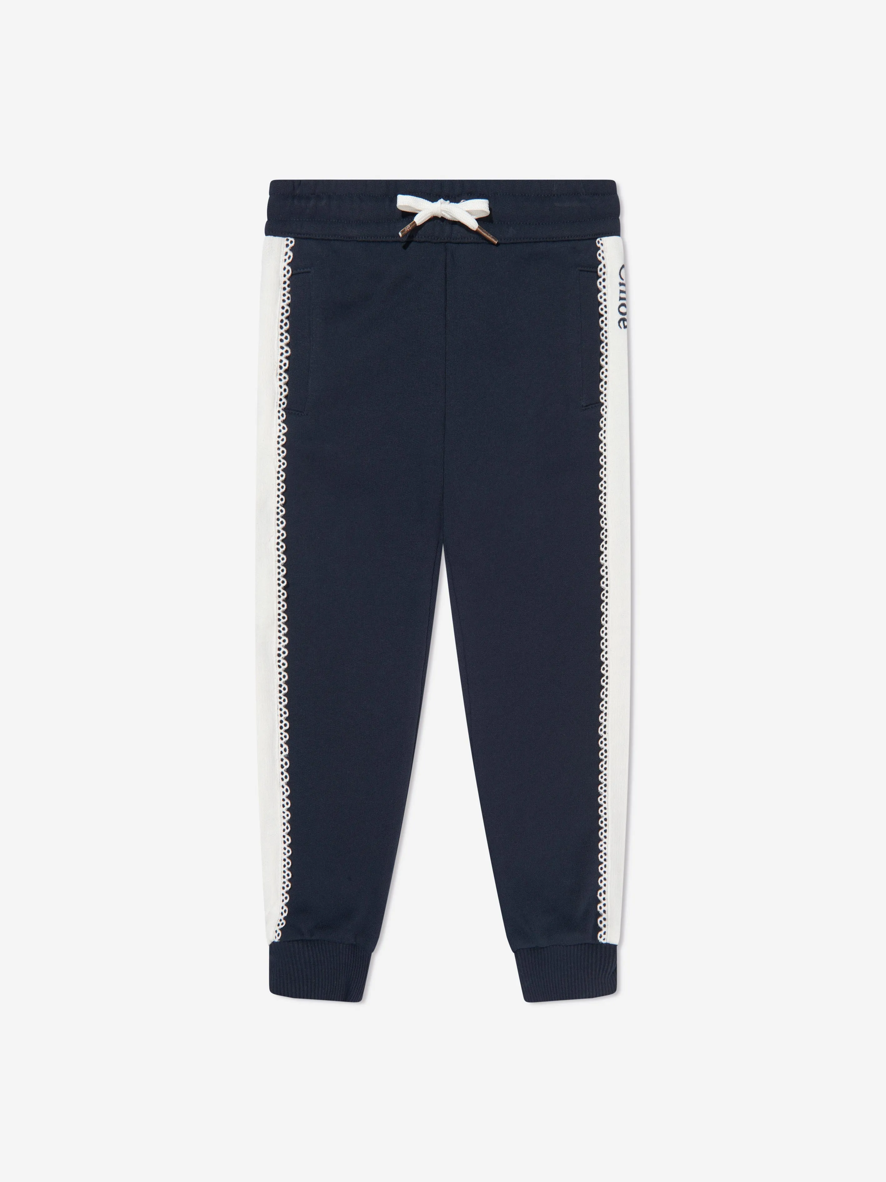 Chloé Girls Organic Cotton Joggers in Navy