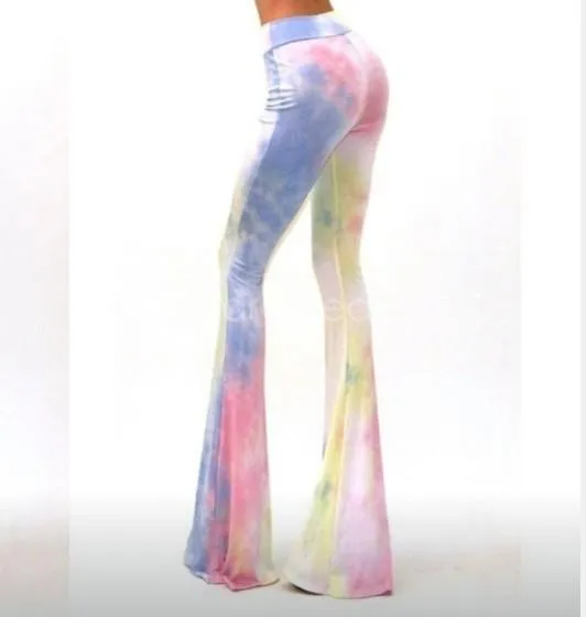 Colorful printed high waist pants