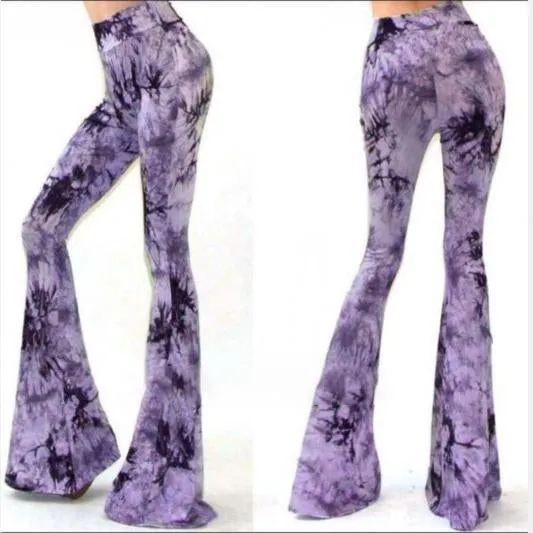 Colorful printed high waist pants