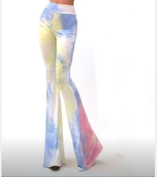 Colorful printed high waist pants