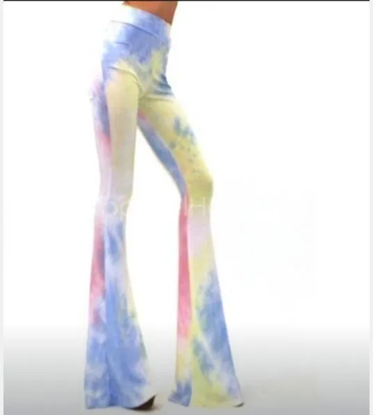 Colorful printed high waist pants