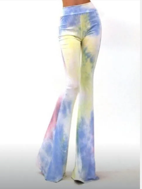 Colorful printed high waist pants