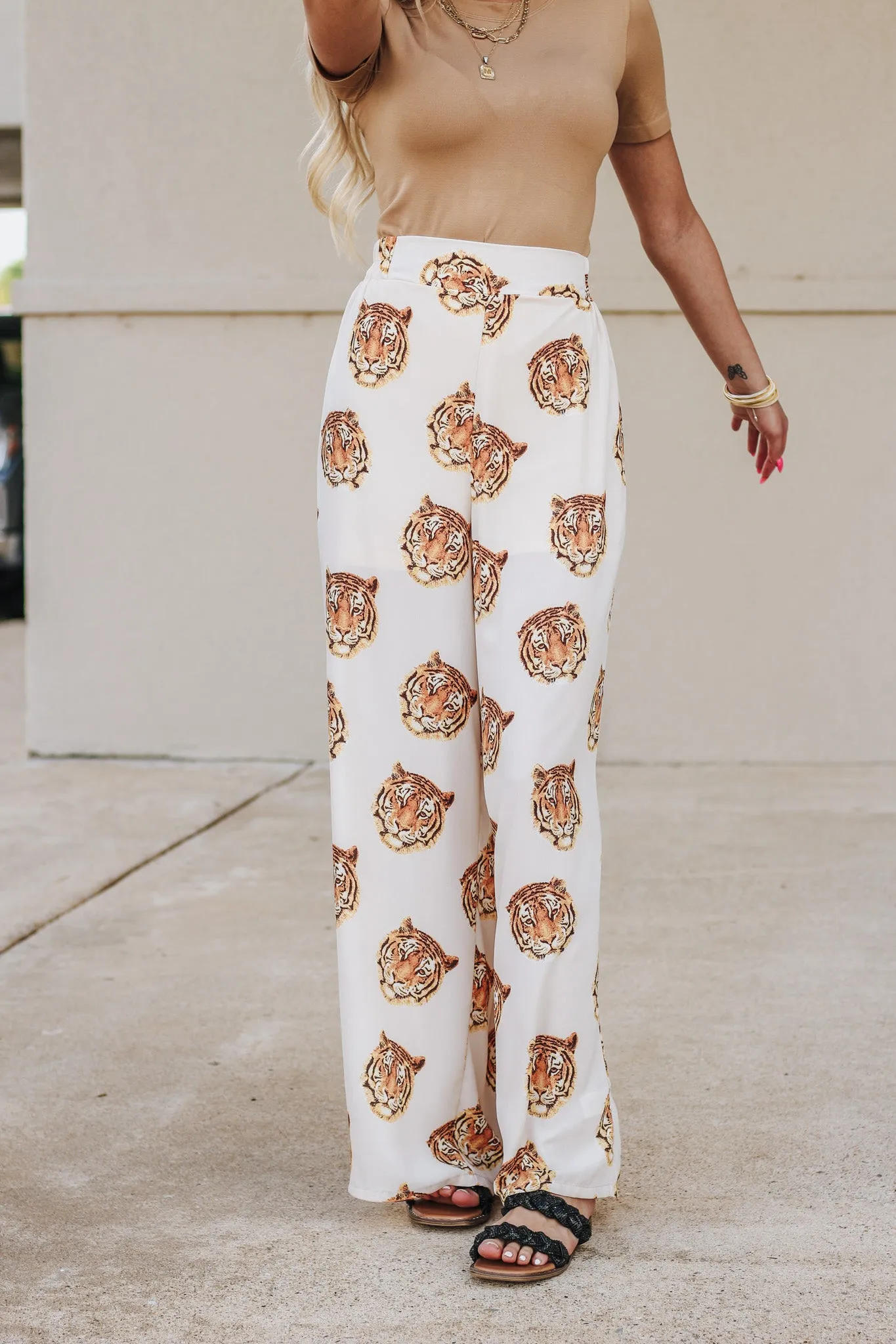 Cora Tiger Cream Dress Pants