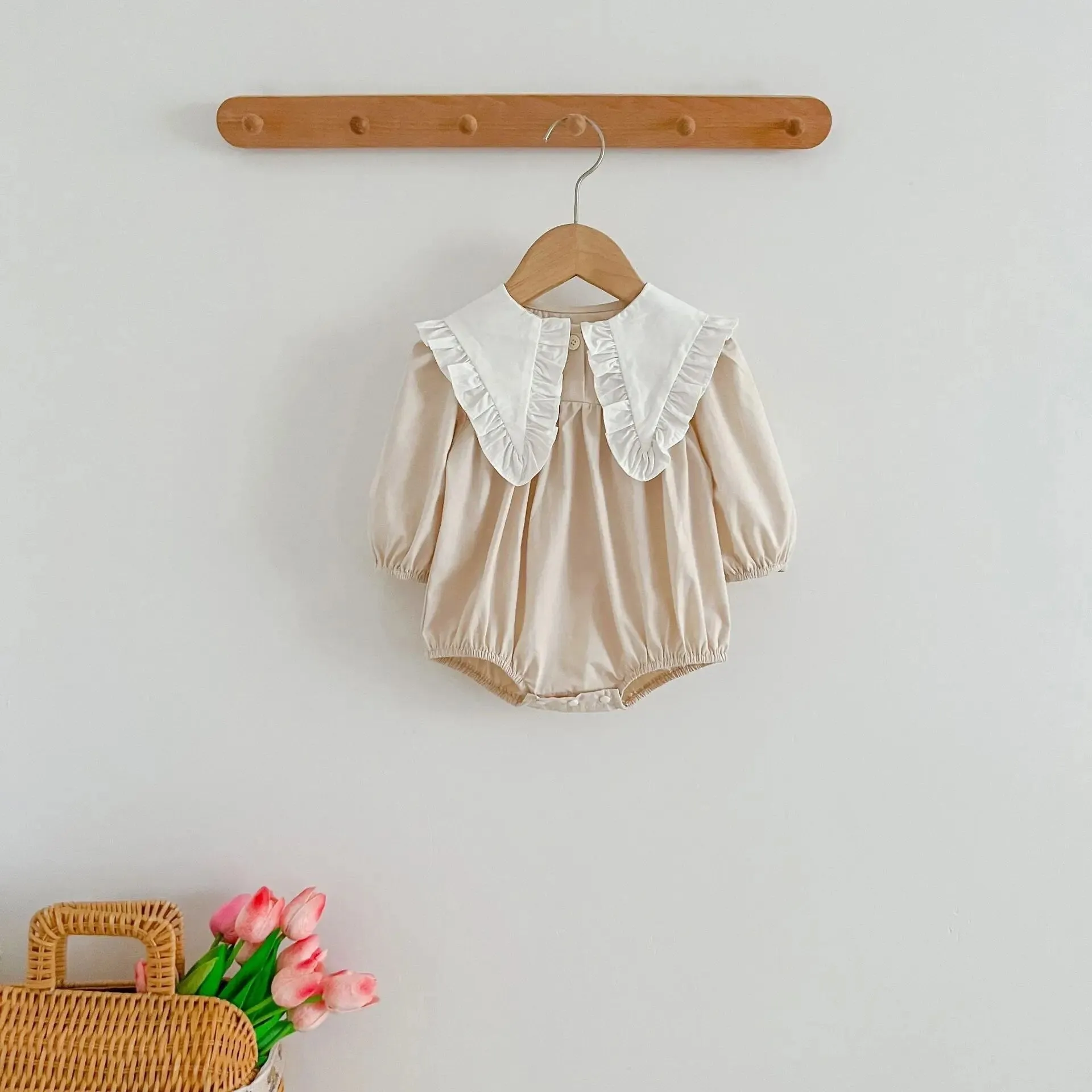 Cotton Romper With Contrasted Collar