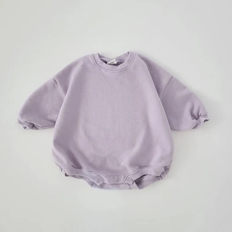 Cozy Cotton Baby Romper Sweatshirt