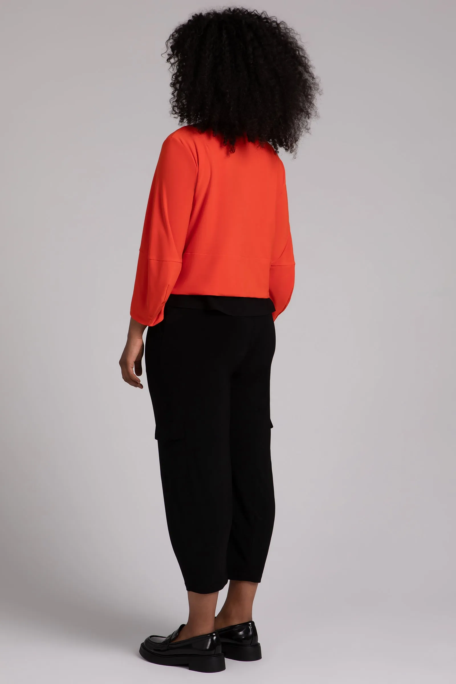 Cropped Lantern Jacket with Zip Front | Orange