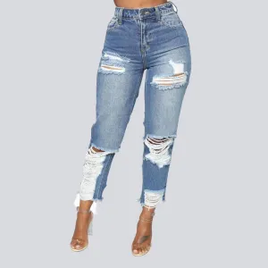 custom high-rise ripped jeans