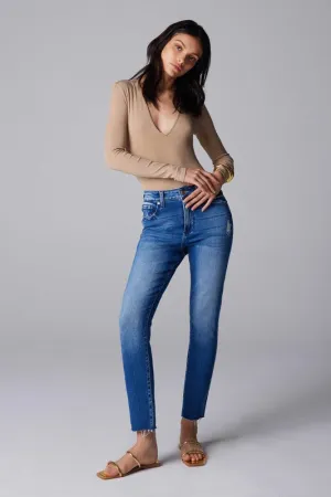 Dark Blue High Rise Slim Straight Women Jeans