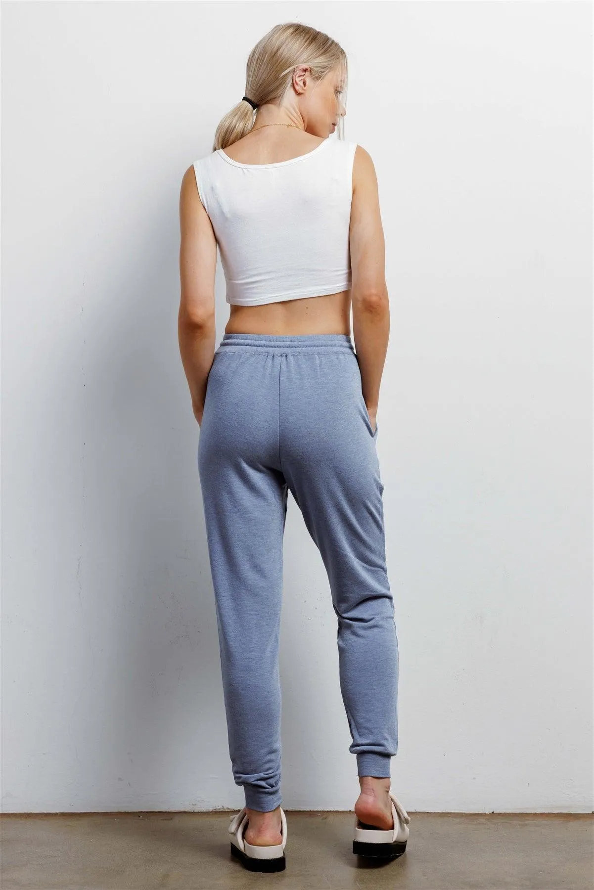 Denim Blue High Waist Cuffed Hem Pants /1-1-1