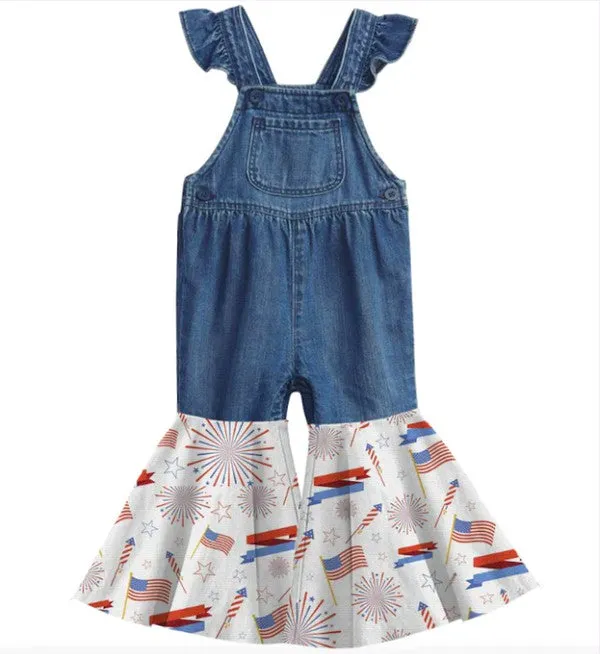 Denim Patriotic Overalls